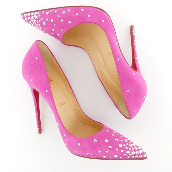 CHRISTIAN LOUBOUTIN Crystal Pink Stiletto Heels 37 - Picture 4 of 8